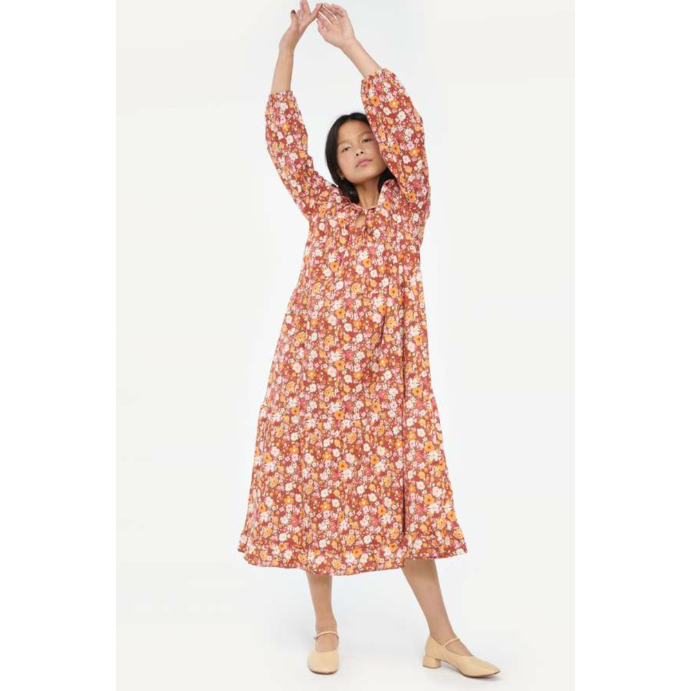 LACAUSA Berkeley Floral Maxi Dress Cotton Granny House Dress Long Sleeve Boho